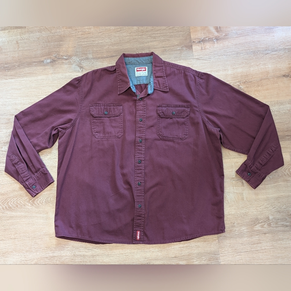 Wrangler Flex For Comfort Men's Button Up Burgundy Long Sleeve Shirt 2XL